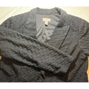 Chico's‎ women's Textured Black Blazer Single Button Front pockets Lined size 2